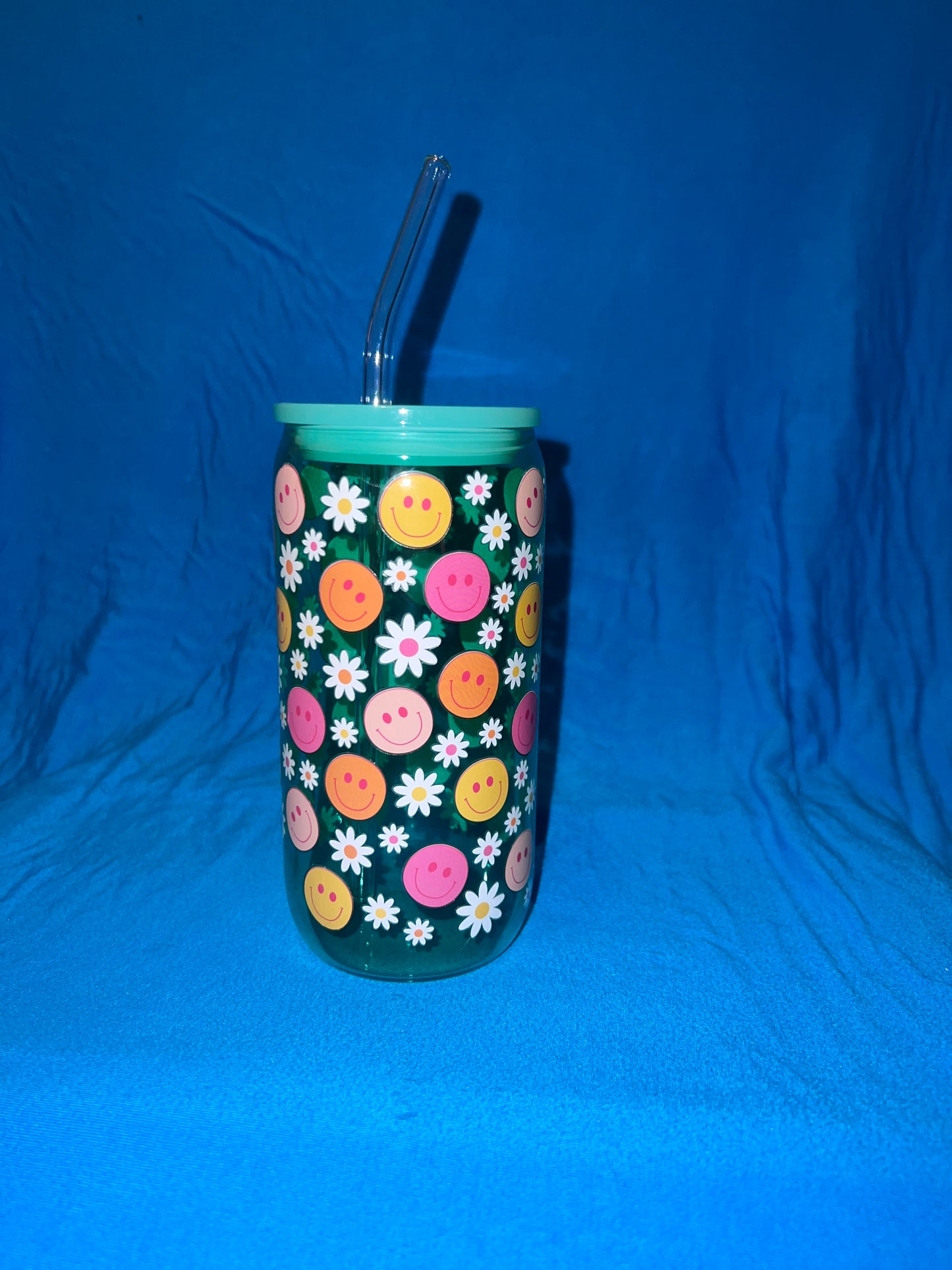 Teal 16 oz Glass libby cup