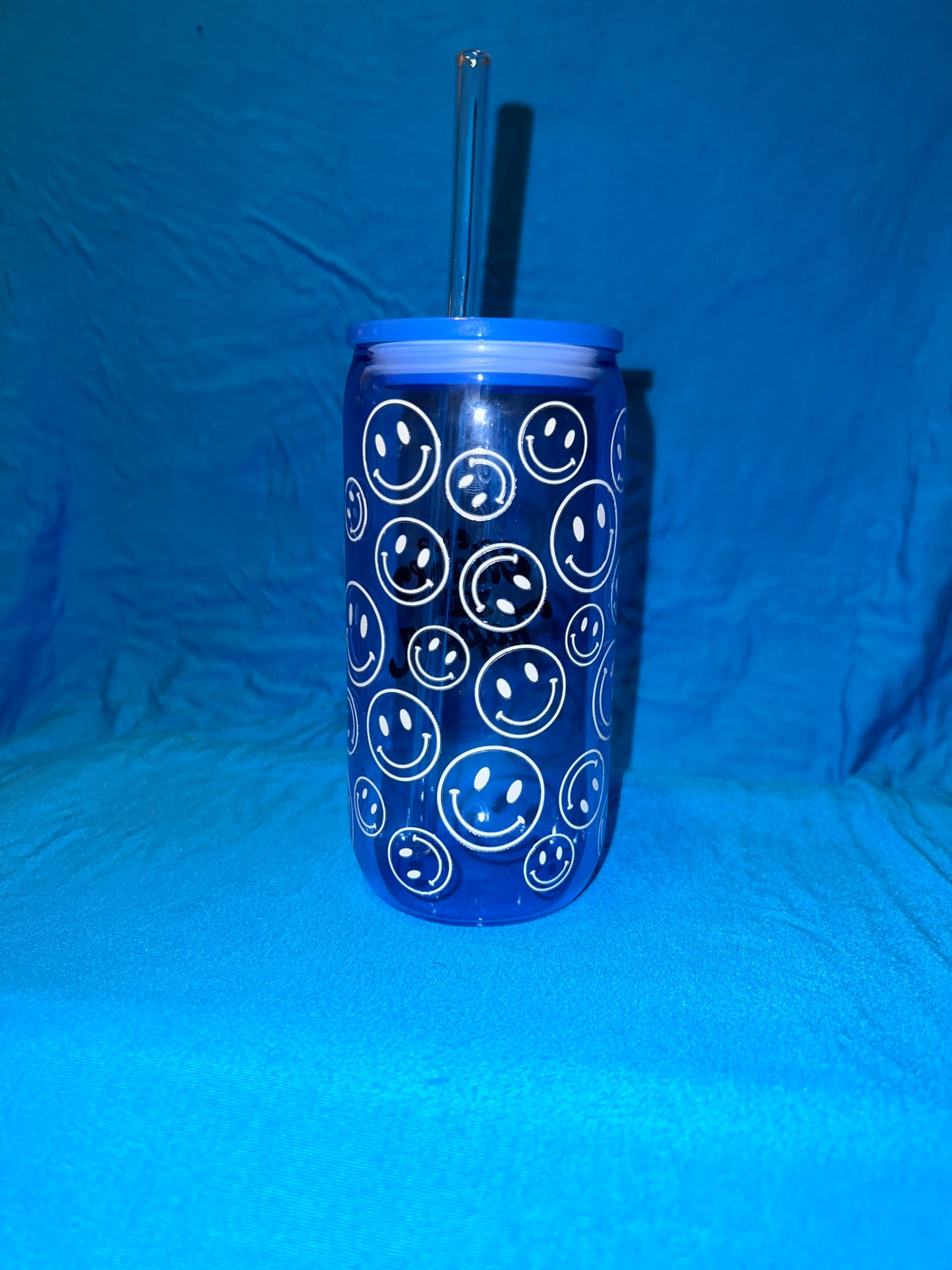Blue 16 oz glass Libby cup