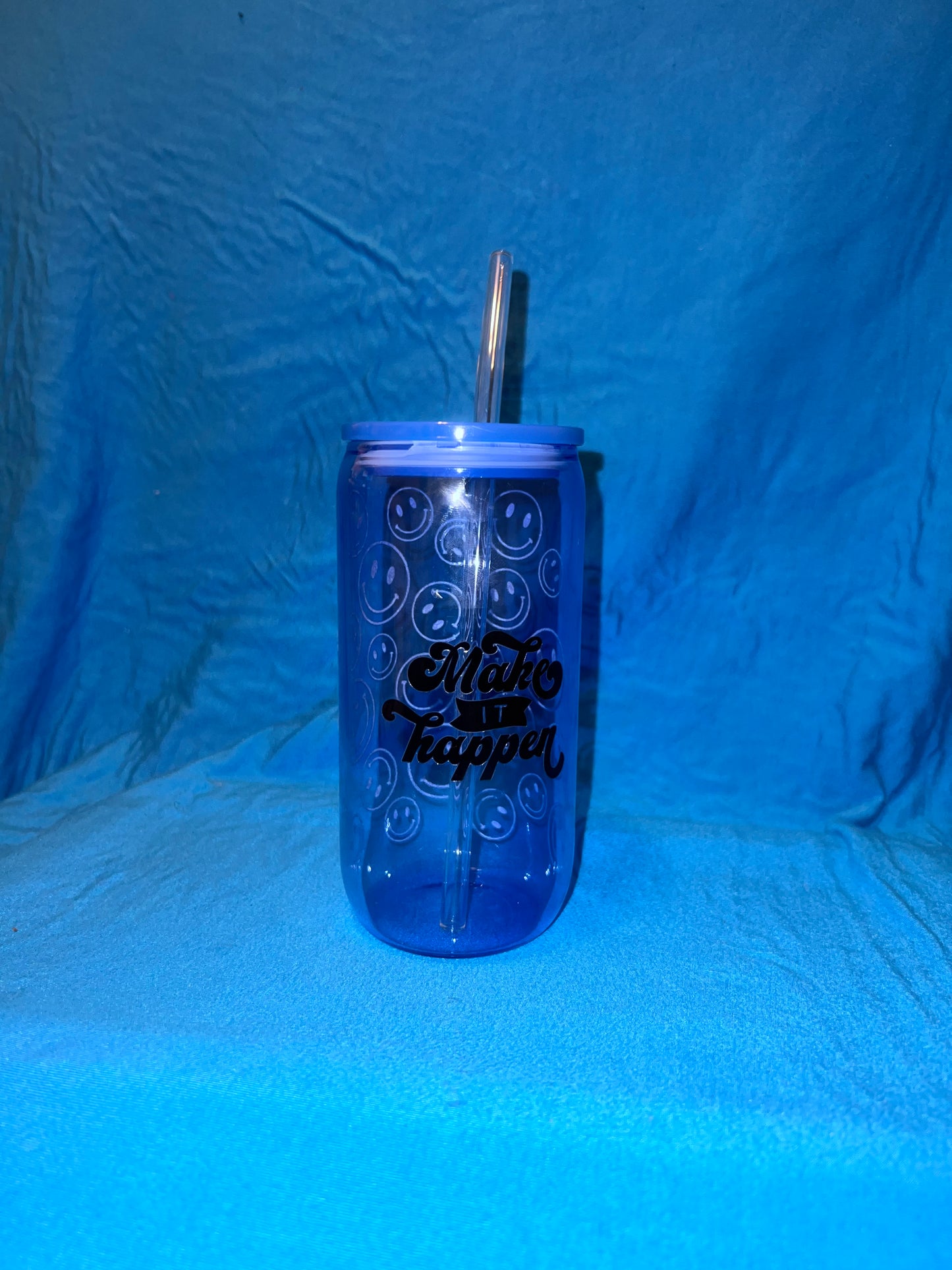 Blue 16 oz  glass Libby cup