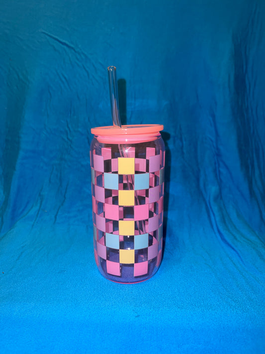 Pink 16oz  glass Libby cup