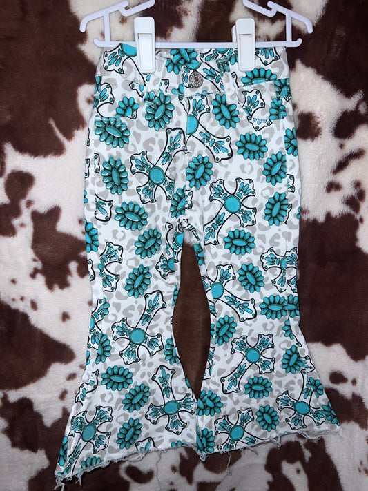 Cross bell bottom jeans